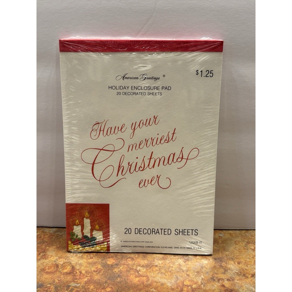 Vintage 80's American Greetings Christmas Holiday Pad 30 Paper Sheets Sealed